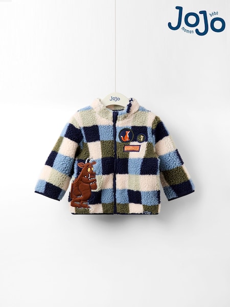 JoJo Maman Bébé Gruffalo Blue Appliqué Teddy Fleece Jacket (F49223) | £38 - £44