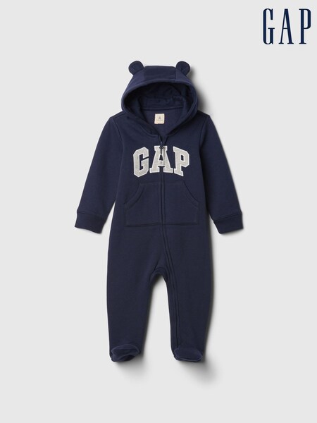 Gap Navy Blue Logo Hooded Baby All In One (Newborn-12mths) (F49282) | £25