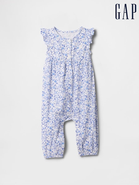 Gap Blue Floral Ruffle One-Piece (Newborn-24mths) (F49285) | £20