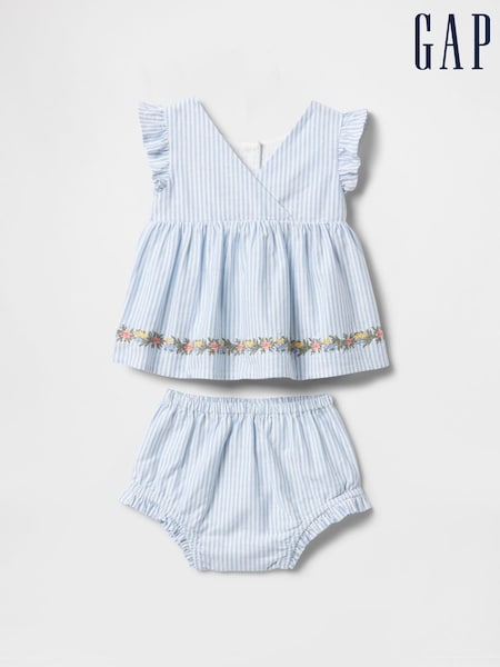 Gap Blue Ruffle Bubble Short Set (Newborn-24mths) (F49291) | £35