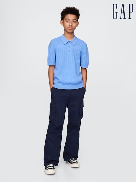 Gap Blue Rib Knit Polo Shirt (4-13yrs) (F49320) | £20