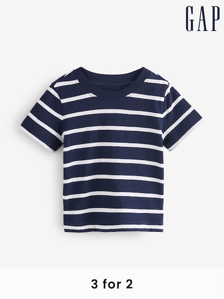 Gap Navy/Blue Stripe Relaxed Original Short Sleeve T-Shirt (6mths-5yrs) (F49334) | £10