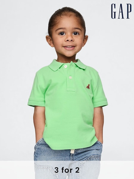 Gap Green Brannan Bear Pique Polo Shirt (6mths-5yrs) (F49336) | £10