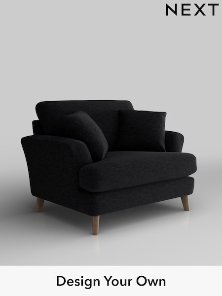 Fine Chenille Easy Clean/Black Conway Relaxed Sit (F49357) | £975