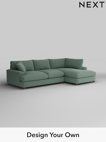 Fine Chenille Easy Clean/Light Forest Green Parker Platform Grand Relaxed Sit (F49413) | £2,525