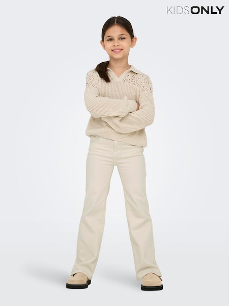 ONLY KIDS Cream Long Sleeve Knitted Polo Jumper (F49476) | £28