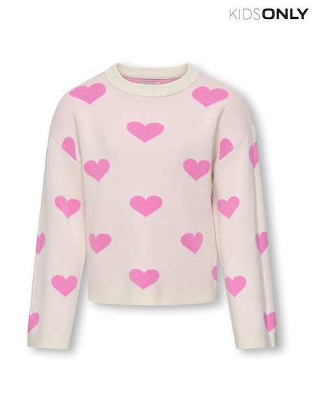 ONLY KIDS Cream Heart Jumper (F49477) | £25