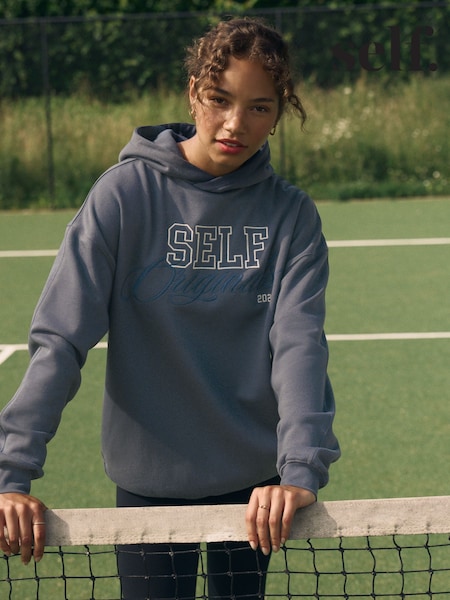 self. Blue Longline Embroidered Sweatshirt (F49673) | £32