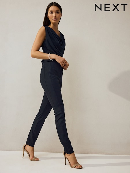 Navy Skinny Sculpting Military Trousers (F49701) | £36