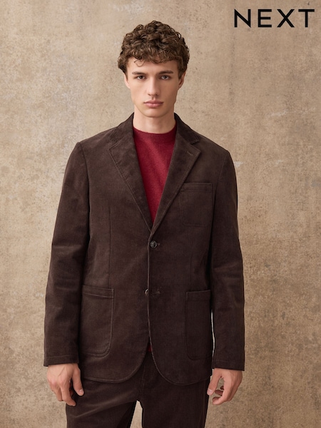Brown Relaxed Fit Corduroy Suit Jacket (F49753) | £99