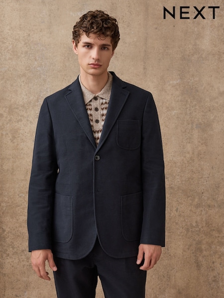 Navy Relaxed Fit Cotton Suit Jacket (F49761) | £120
