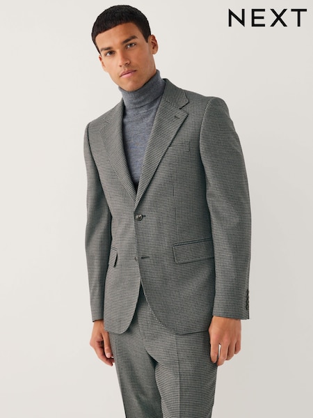 Charcoal Grey Slim Fit Puppytooth Wool Blend Suit Jacket (F49772) | £114