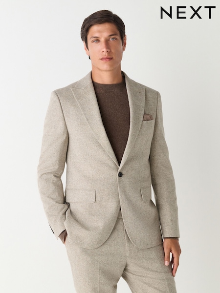 Stone Slim Fit Wool Blend Donegal Suit Jacket (F49787) | £114
