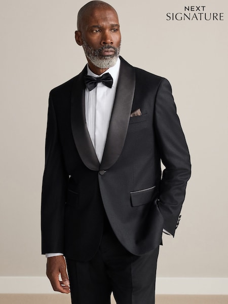 Black Signature Zignone Wool Cashmere Tuxedo Suit Jacket (F49817) | £174