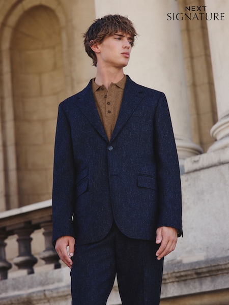 Navy Signature Abraham Moon Wool Donegal Suit Jacket (F49819) | £149