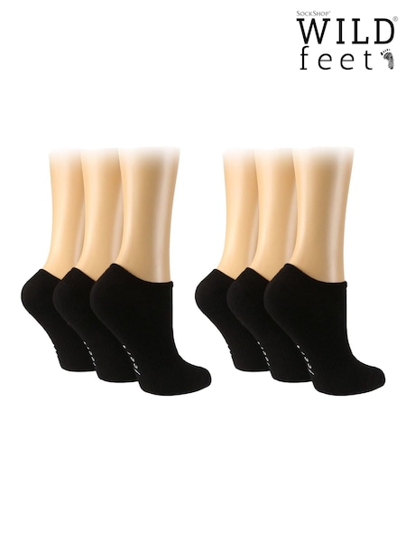Wild Feet Black Sports Cushioned Bamboo Liners socks 2 Pack (F49834) | £16