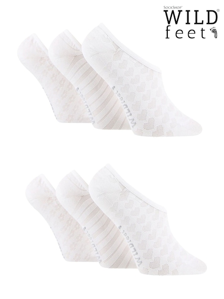Wild Feet White Low Cut No Show Mesh Liners Trainers Socks 6 Pack (F49839) | £16
