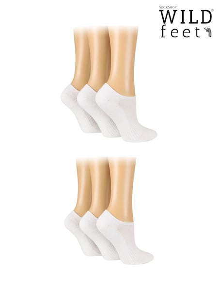 Wild Feet White Sports Cushioned Bamboo Liners socks 2 Pack (F49855) | £16