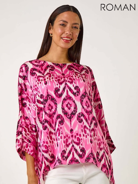 Roman Pink Ikat Print Tunic Top (F49858) | £40
