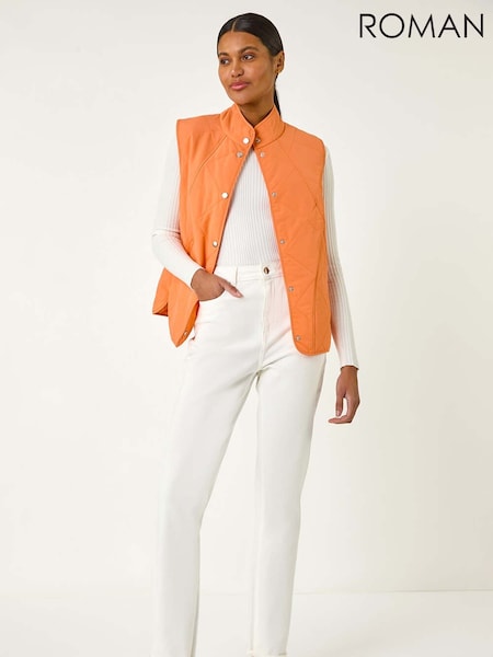 Roman Orange Diamond Quilt Short Gilet (F49871) | £55