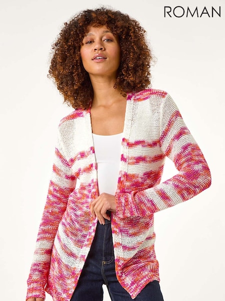 Roman Pink Colour Block Spacedye Knit Cardigan (F49905) | £42