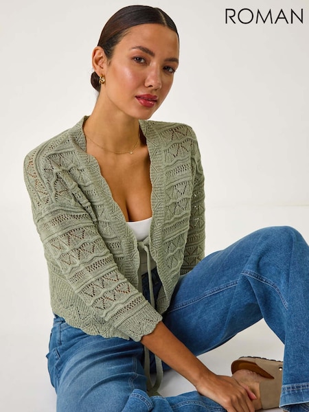 Roman Green Textured Scallop Shrug (F49968) | £42