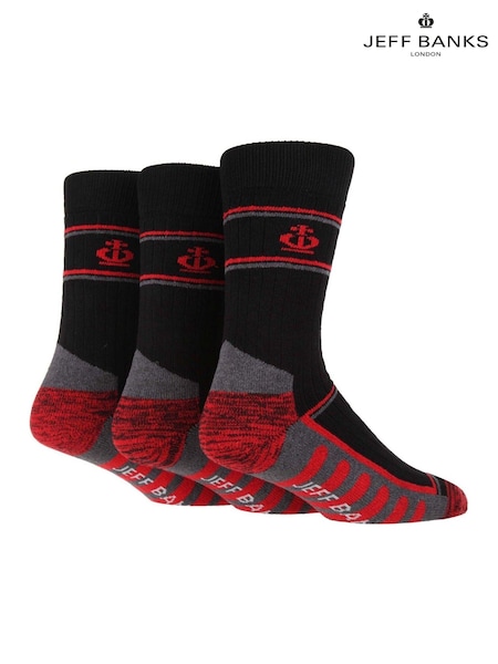 Jeff Banks Red Durable Work Socks 3 pack (F50000) | £12
