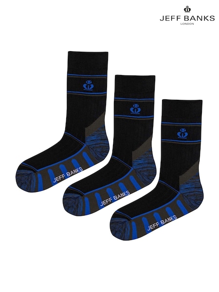 Jeff Banks Blue Durable Work Socks 3 pack (F50007) | £12