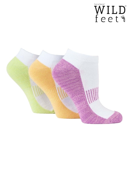 Wild Feet White Bamboo Cushioned Trainer Cut Sports Socks 3 Pack (F50021) | £12