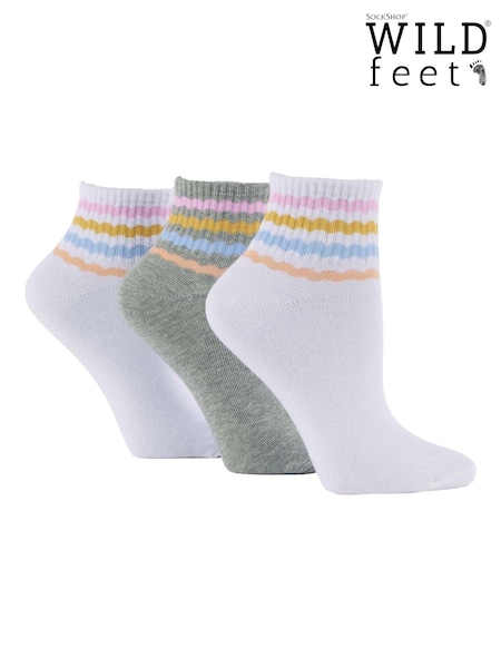 Wild Feet White Quarter Length Sporty Crew Socks (F50044) | £12