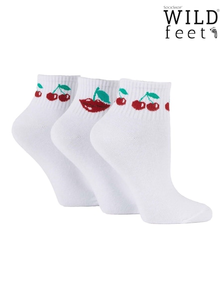 Wild Feet White Quarter Length Sporty Crew Socks 3 Pack (F50048) | £12