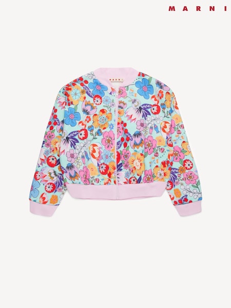 Marni Blue Floral Printed Cropped Sweatshirt (F50105) | £163