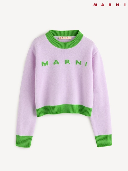 Marni Purple Colourblock Knitted Logo Jumper (F50109) | £230