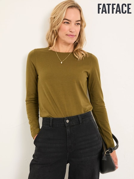 FatFace Nell Olive Green Long Sleeve Top (F50228) | £29.50