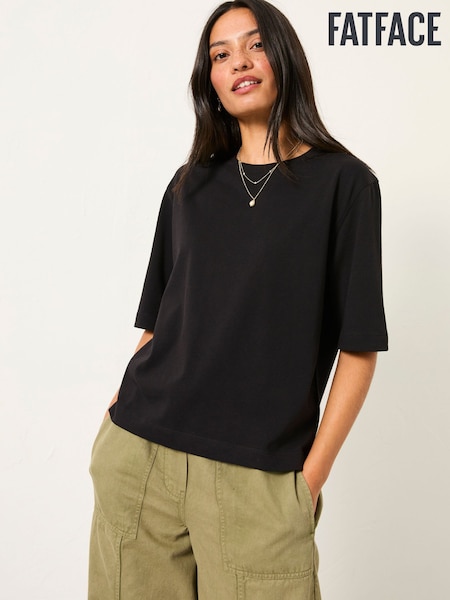 FatFace Anais Black Relaxed Round Neck T Shirt (F50246) | £29.50