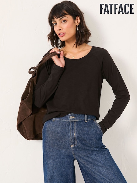FatFace Ava Black Long Sleeve T Shirt (F50278) | £28