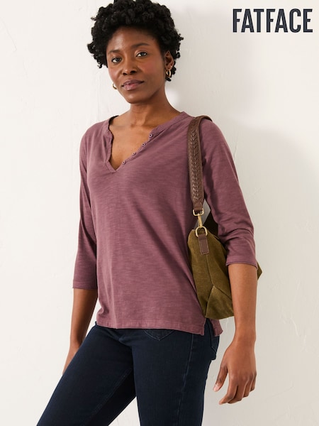 FatFace Aster Dusky Purple 3/4 Sleeve T Shirt (F50281) | £29.50