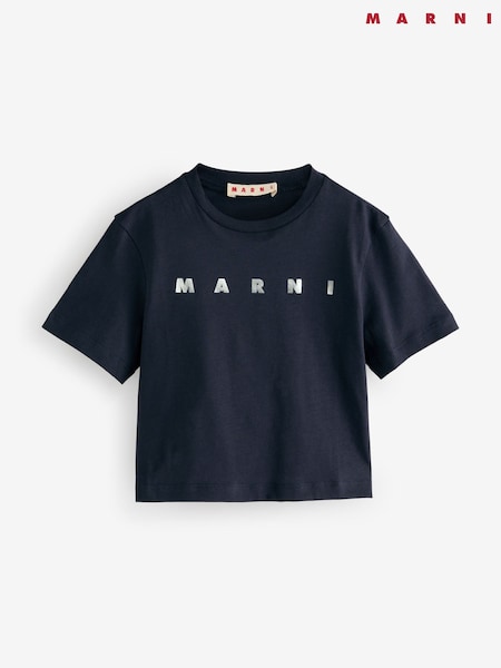 Marni Metalic Logo Cropped T-Shirt (F50288) | £77