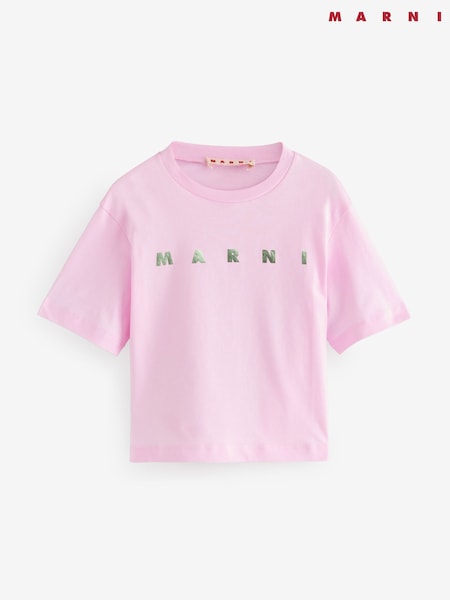 Marni Metalic Logo Cropped T-Shirt (F50292) | £77