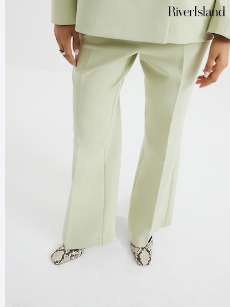 River Island Green Slim Petite Flare Trousers (F50328) | £40