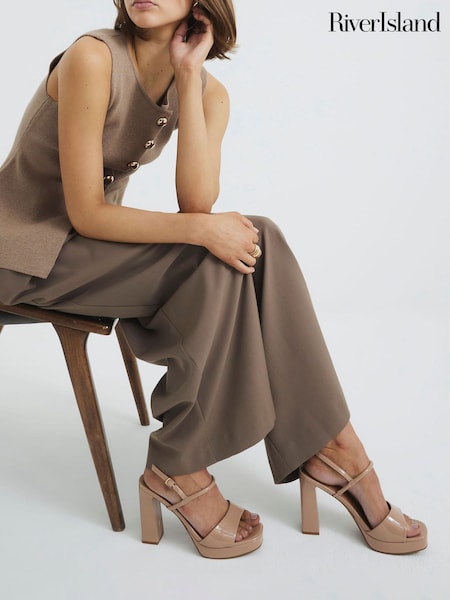 River Island Pink Sling Back Platform Sandals (F50336) | £38