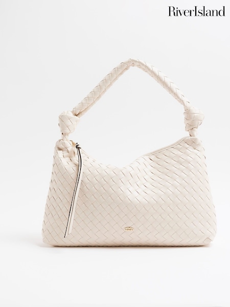 River Island Cream Knot Handle Woven Slouch Bag (F50337) | £36
