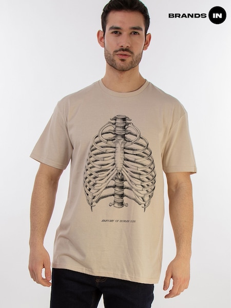 Brands In Natural Men Anatomy Of Human Ribs 100% Cotton T-Shirt (F50375) | £19