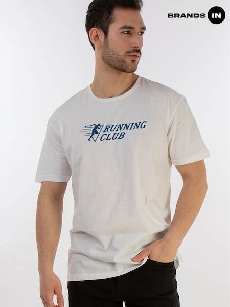 Brands In White Running Club Logo 100% Cotton T-Shirt (F50376) | £21