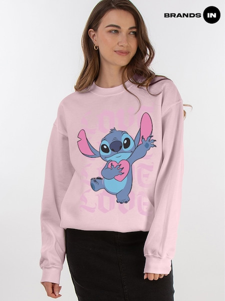 Brands In Pink Women Disney Lilo and Stitch Love Sweatshirt (F50378) | £36