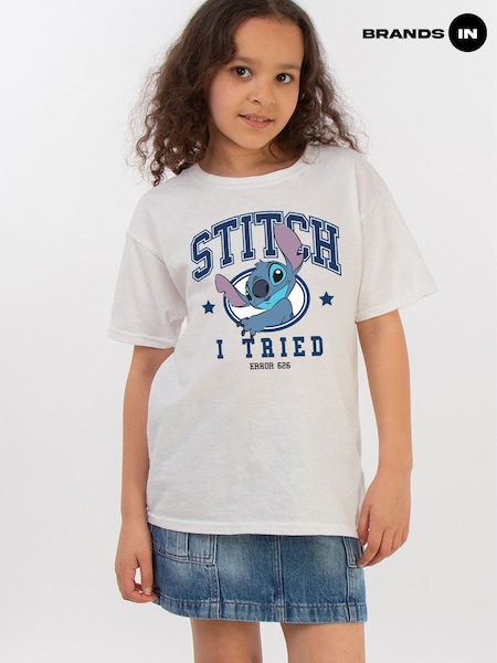 Brands In White Girls Disney Lilo & Stitch I Tried 100% Cotton T-Shirt (F50380) | £20