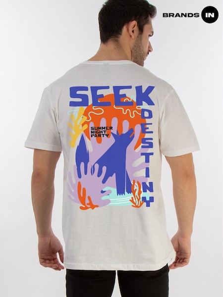 Brands In White Men 100% Cotton Seek Destiny T-Shirt (F50381) | £24