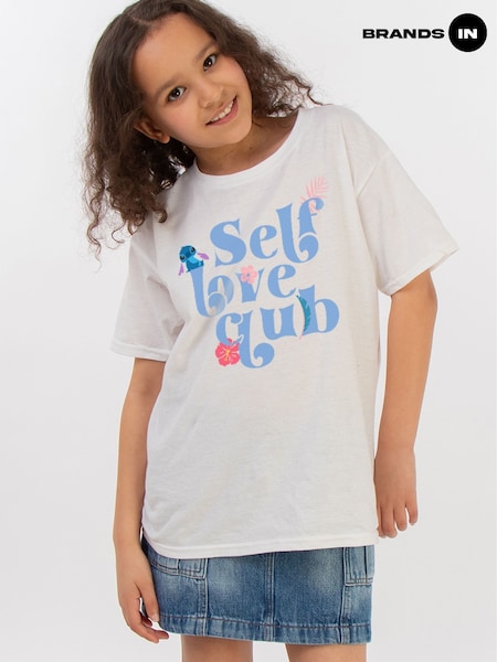 Brands In White Girls Disney Lilo & Stitch Self Love Club 100% Cotton T-Shirt (F50384) | £20