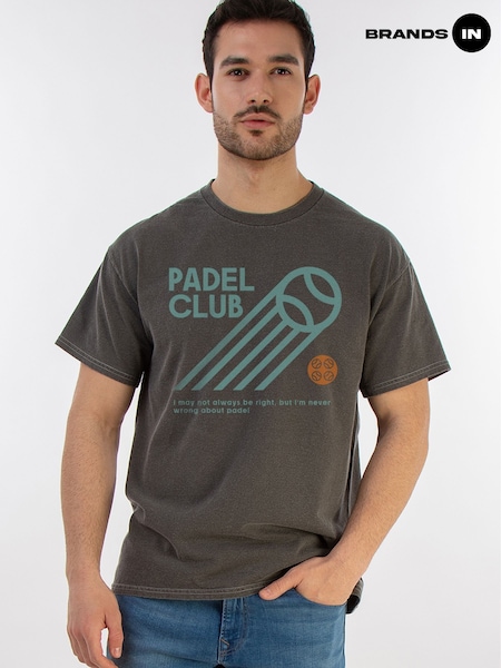 Brands In Grey Men Padel Club Never Wrong 100% Cotton T-Shirt (F50386) | £21