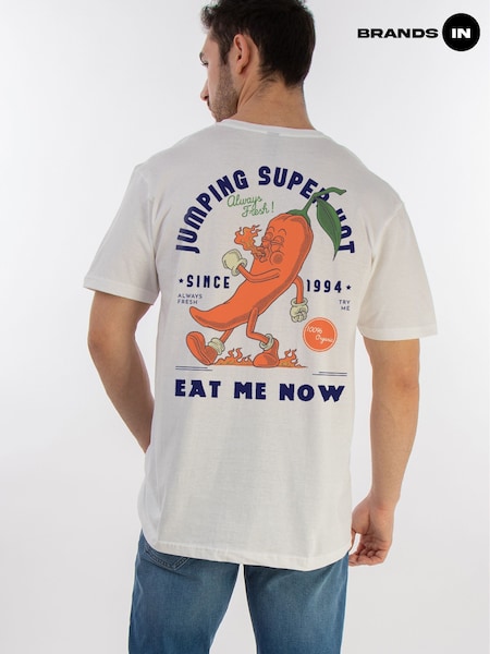 Brands In White Jumping Chilli 100% Cotton T-Shirt (F50388) | £26